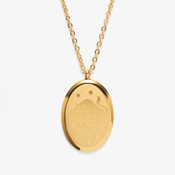 Lemonlimeblue Jewelry - Taurus Zodiac Pendant Necklace 18K Gold Plated Stainless Steel Astrology